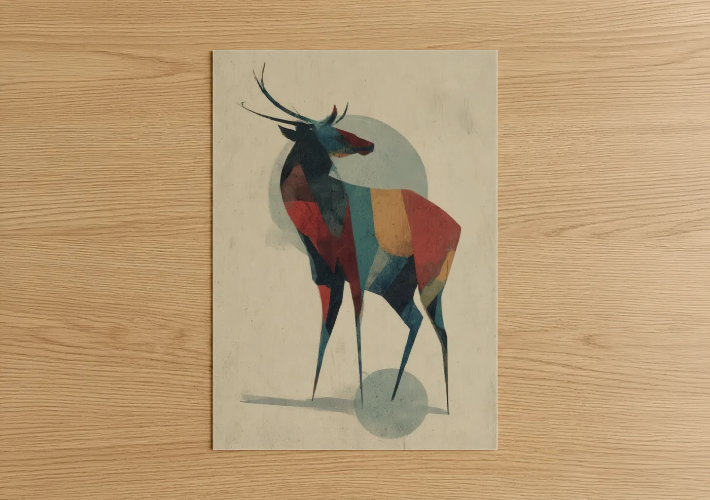Geometric Elk Abstract Modern Art Wall Art