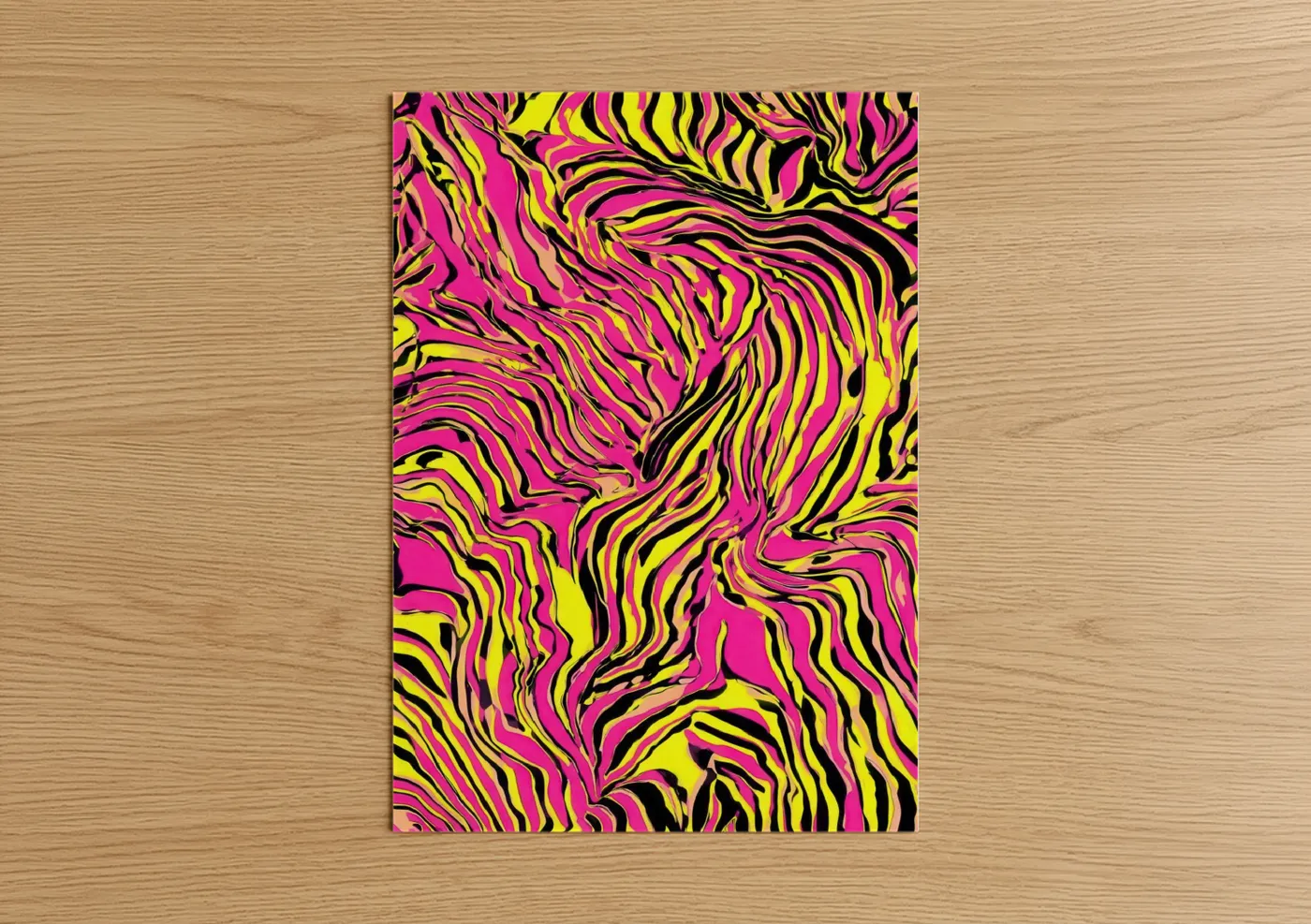 Neon Zebra Stripes Abstract Pattern Wall Art