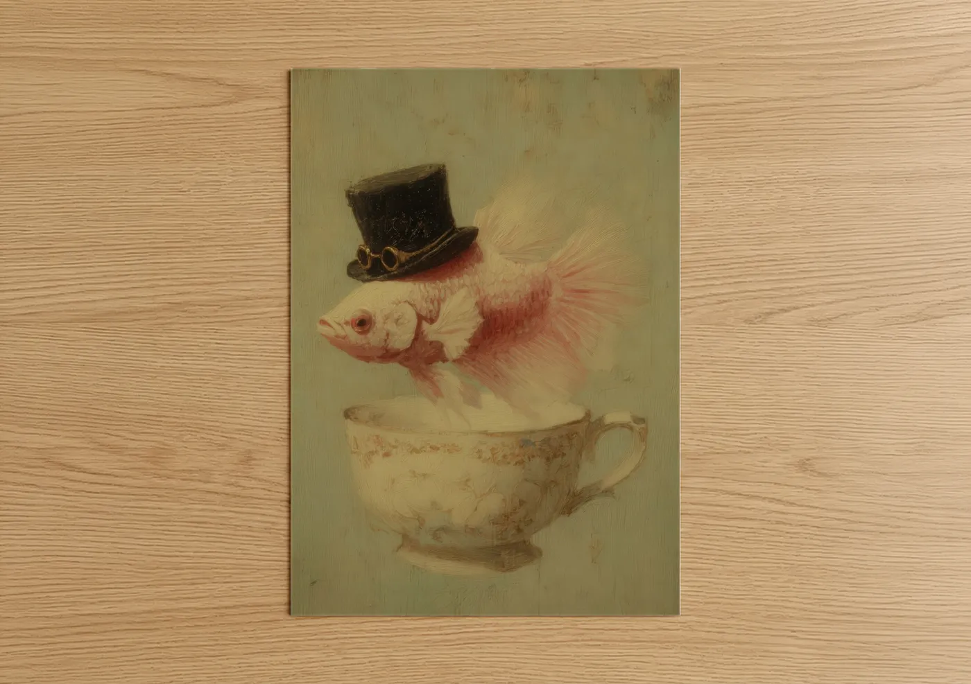 Whimsical Betta Fish with Top Hat Wall Art