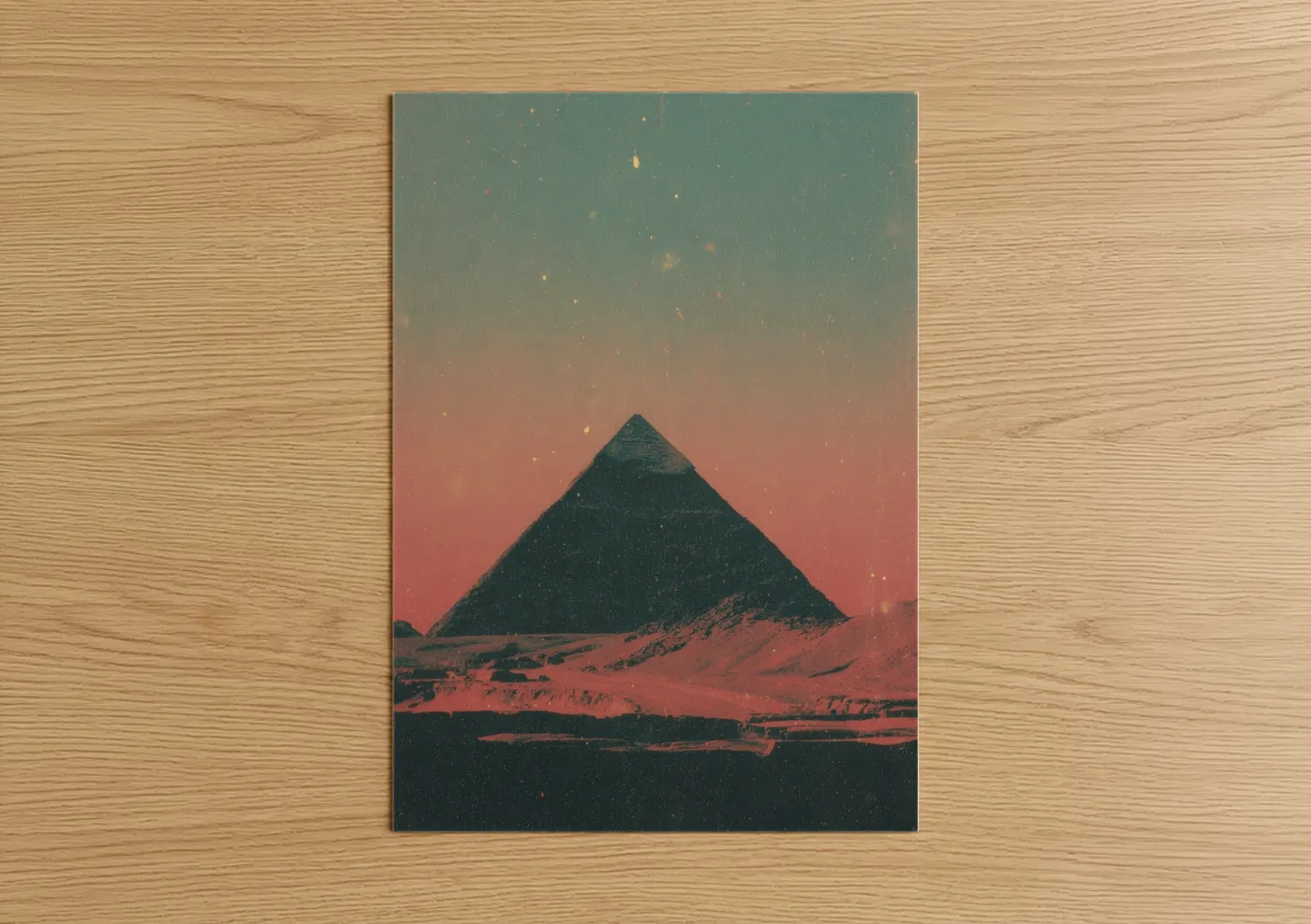 Crimson Pyramid Night Sky Mystical Wall Art
