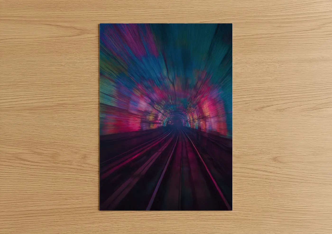 Neon Subway Tunnel Light Speed Wall Art