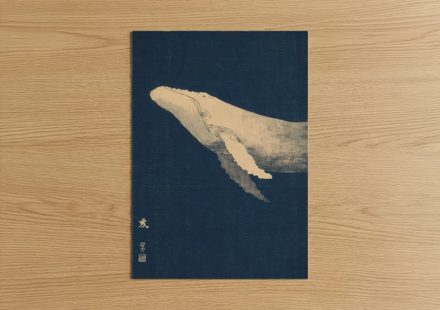 Gray Whale Ocean Deep Blue Wall Art