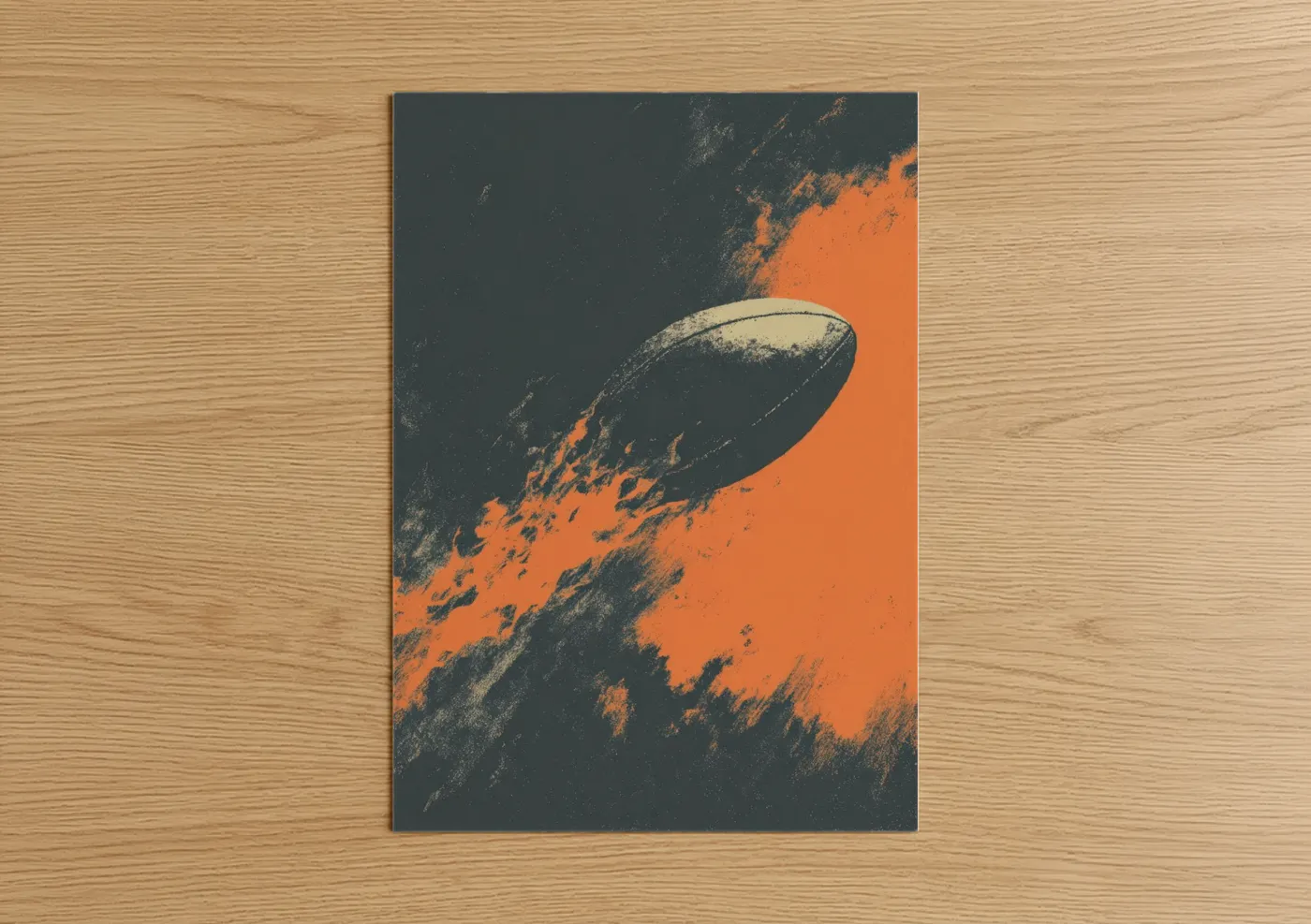 Fiery Rugby Ball Abstract Art Wall Art