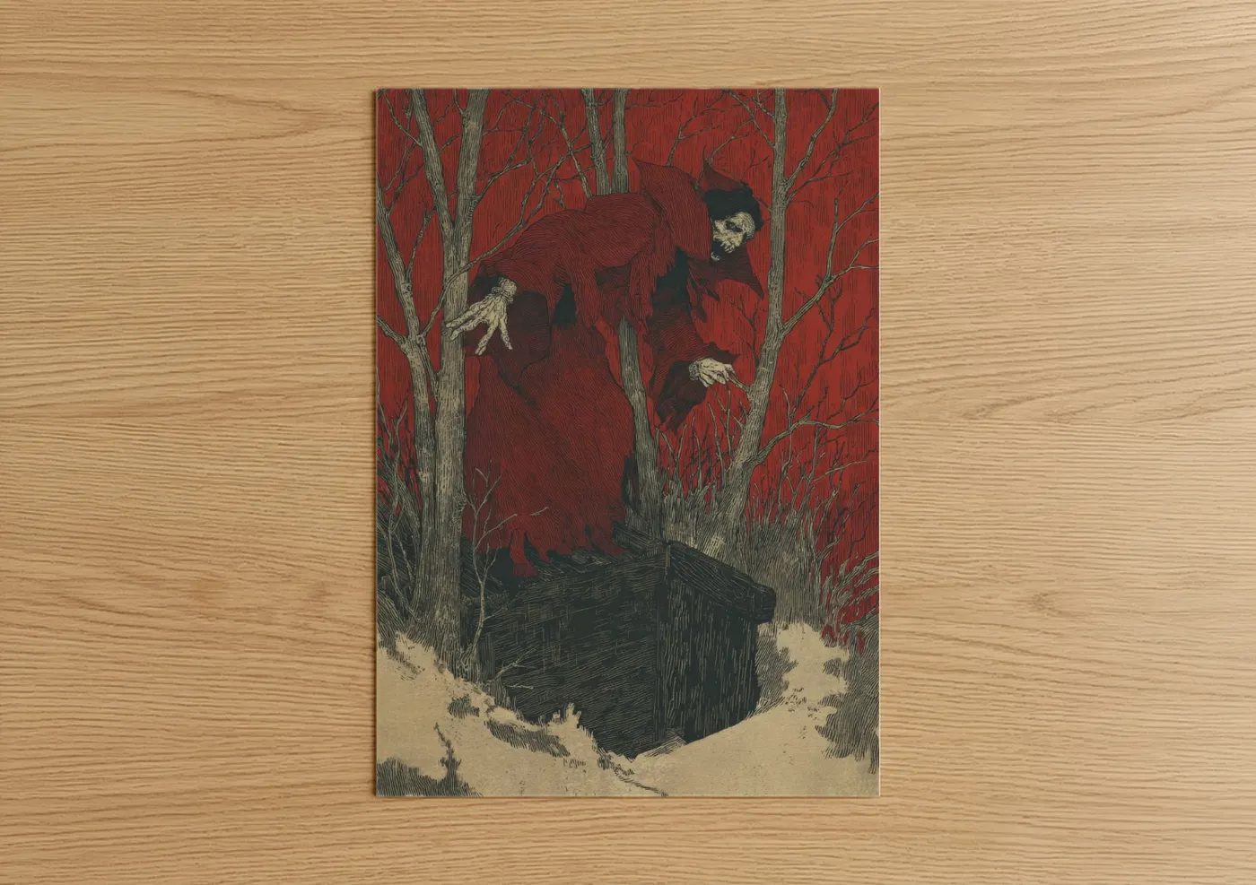 Crimson Vampire Descent Dark Fantasy Wall Art