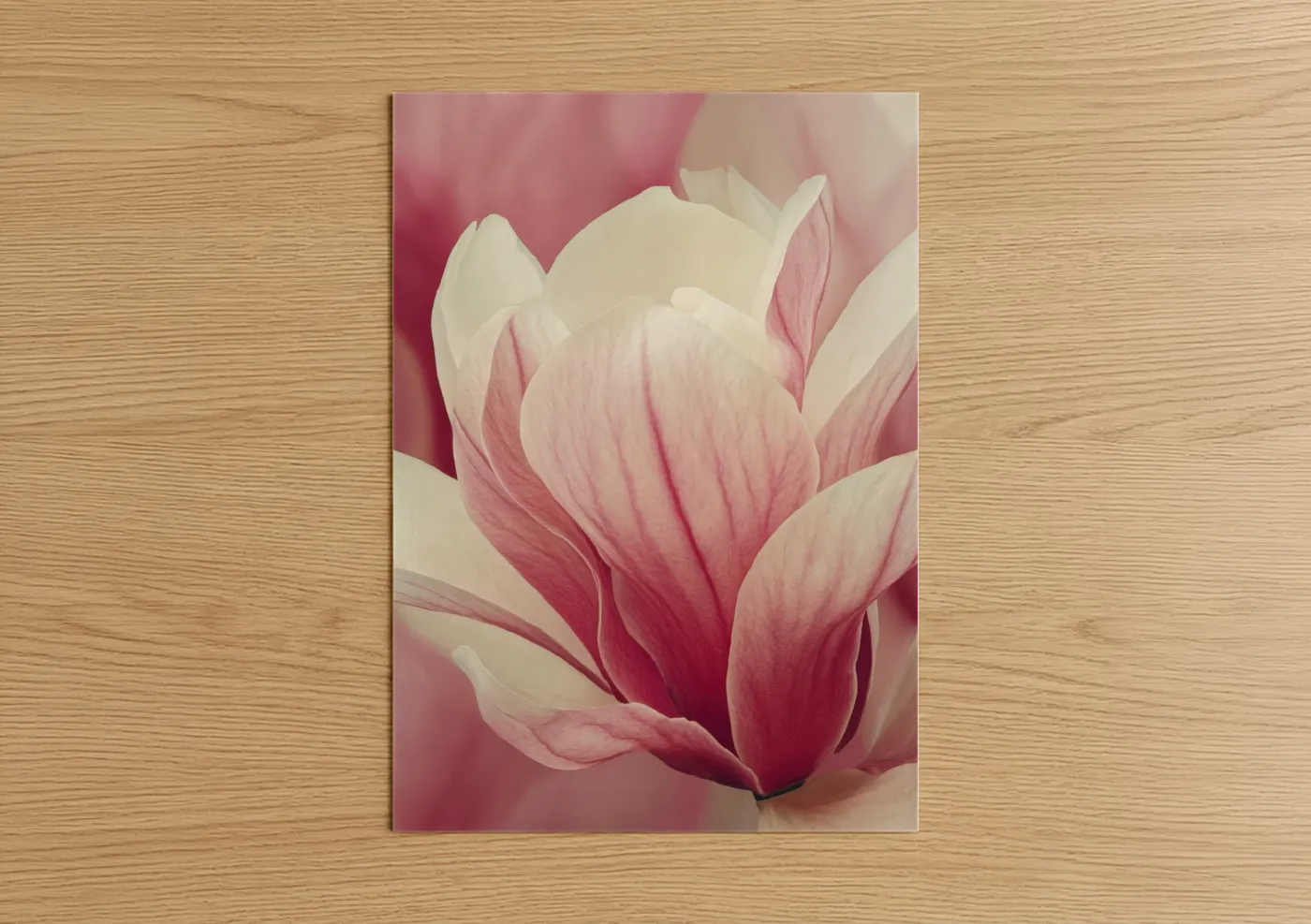 Blushing Magnolia Flower Pink White Wall Art