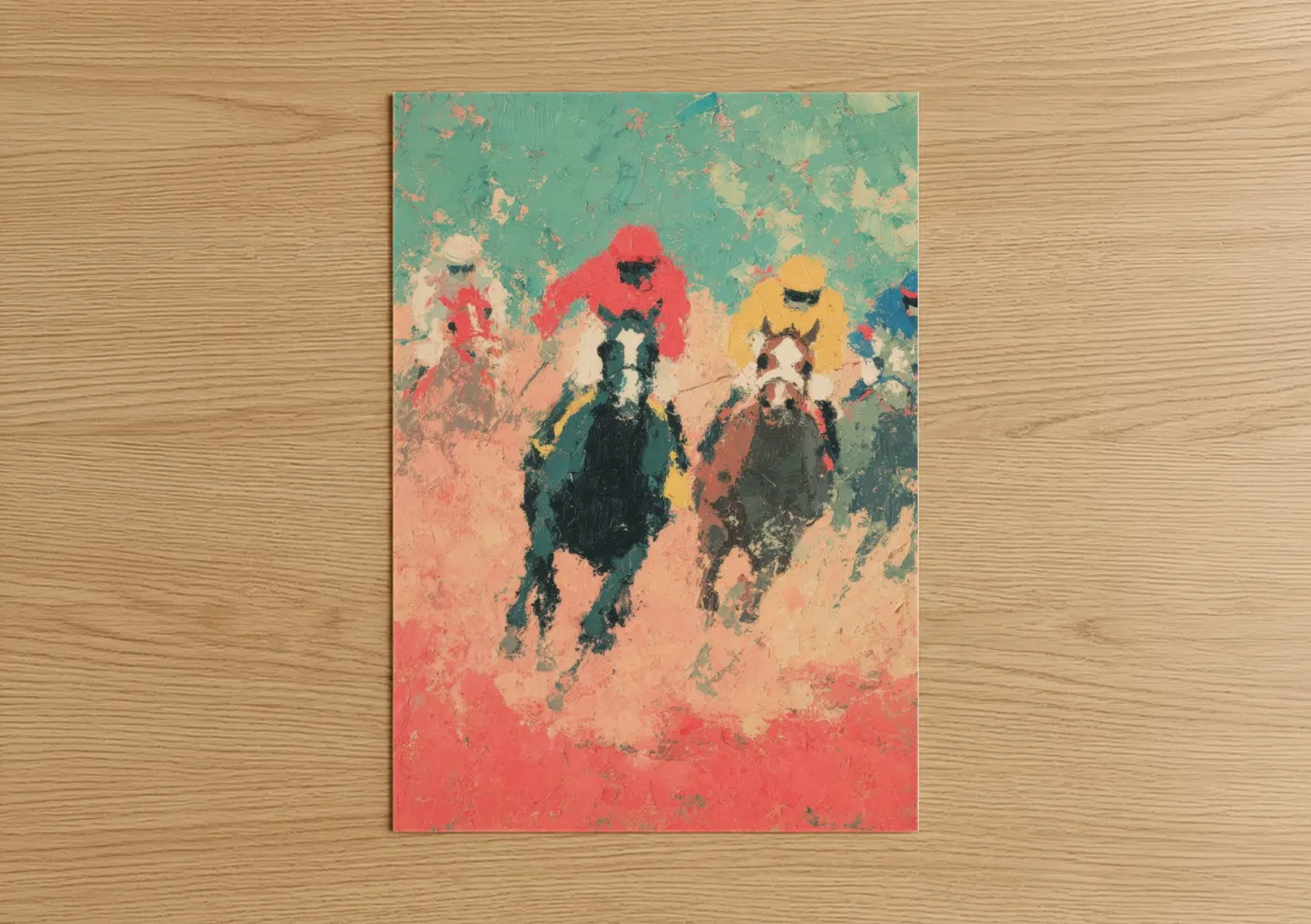 Vibrant Horse Racing Abstract Wall Art
