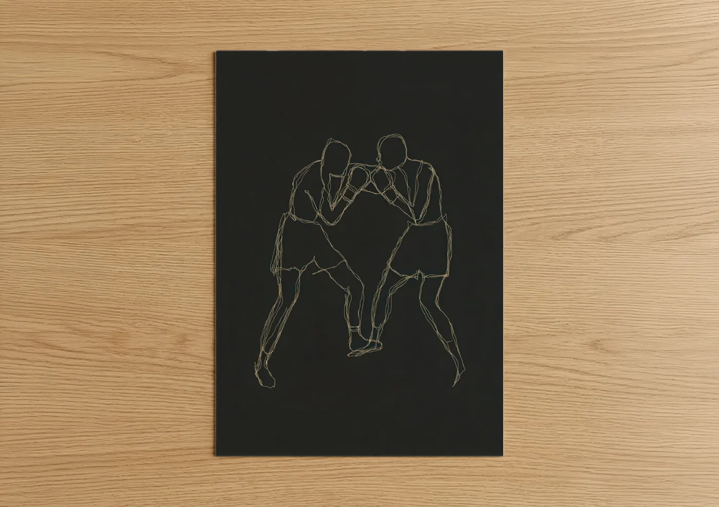Golden Boxer Line Art Minimal Sports Wall Art