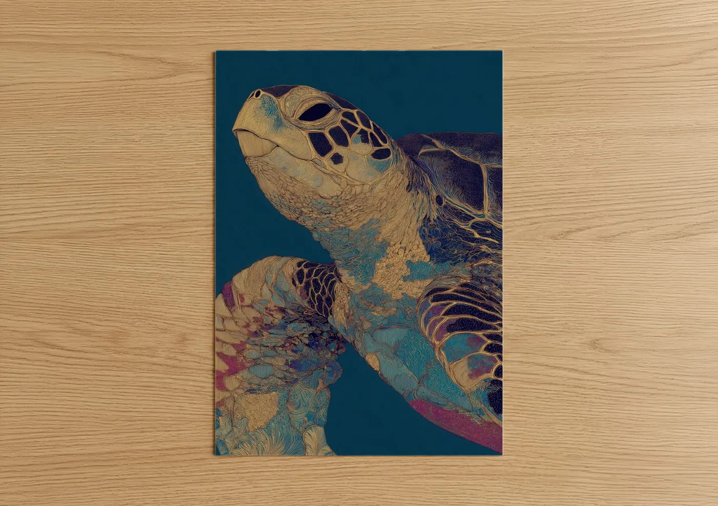 Golden Sea Turtle Decorative Wall Art