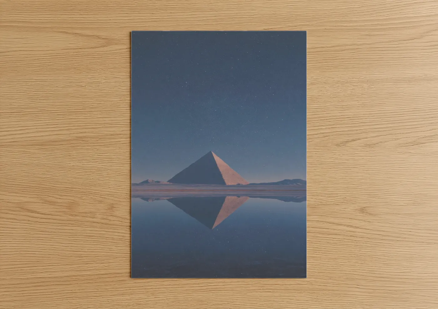 Starlit Pyramid Reflection Night Sky Wall Art