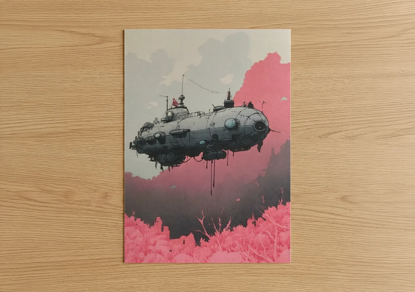 Steampunk Submarine Sci-Fi Illustration Wall Art