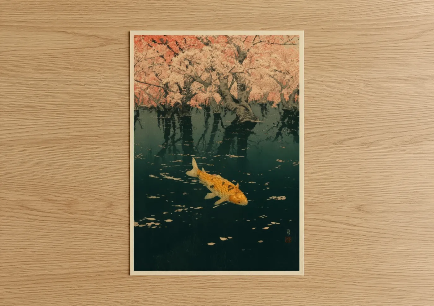 Golden Koi Fish in Mangrove Watercolor Wall Art