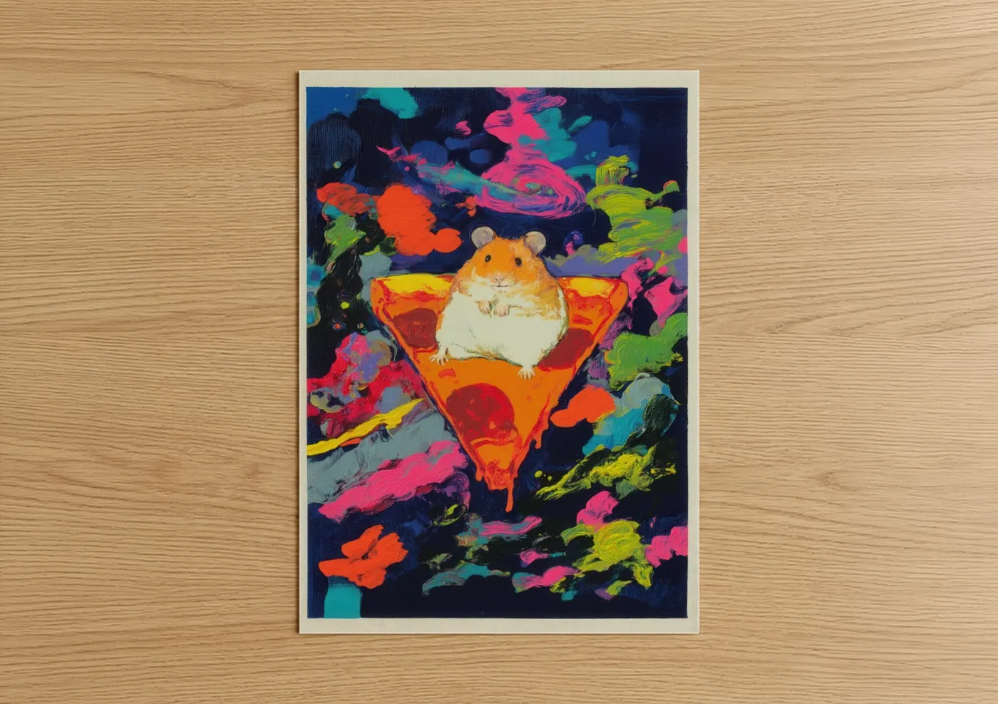 Psychedelic Pizza Hamster Pop Art Wall Art