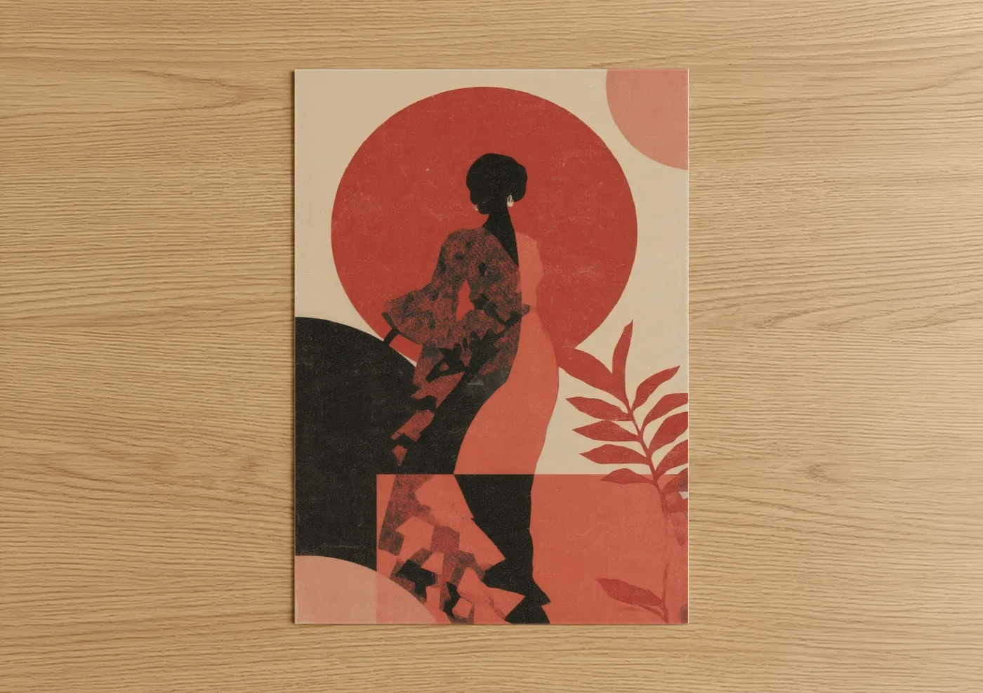 Crimson Flamenco Dancer Silhouette Wall Art