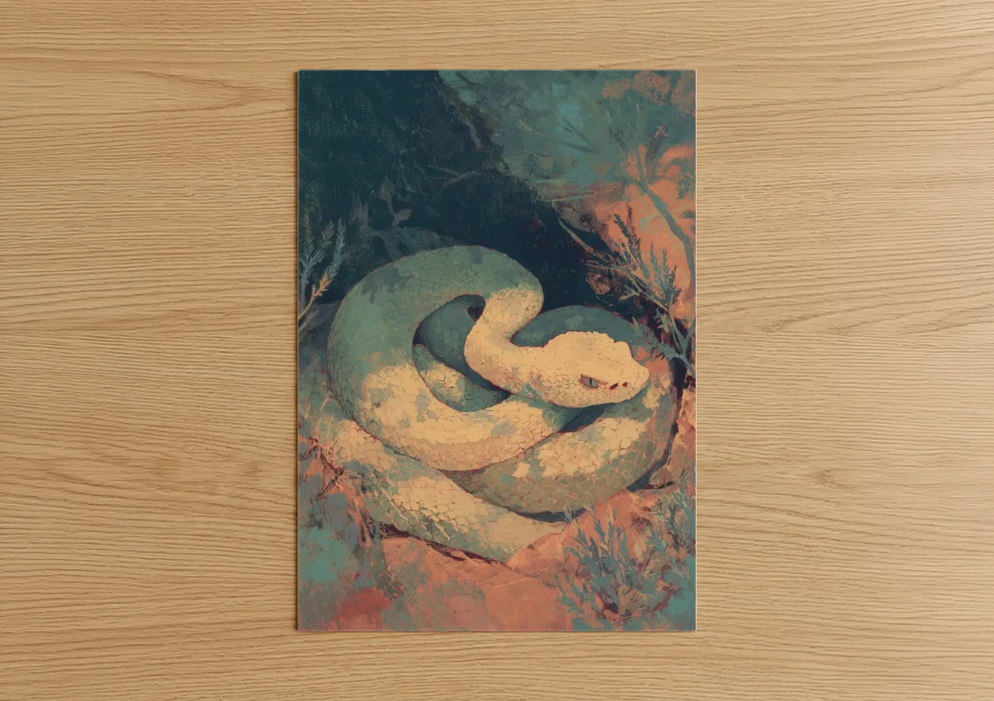 Desert Rattlesnake Art Illustration Wall Art