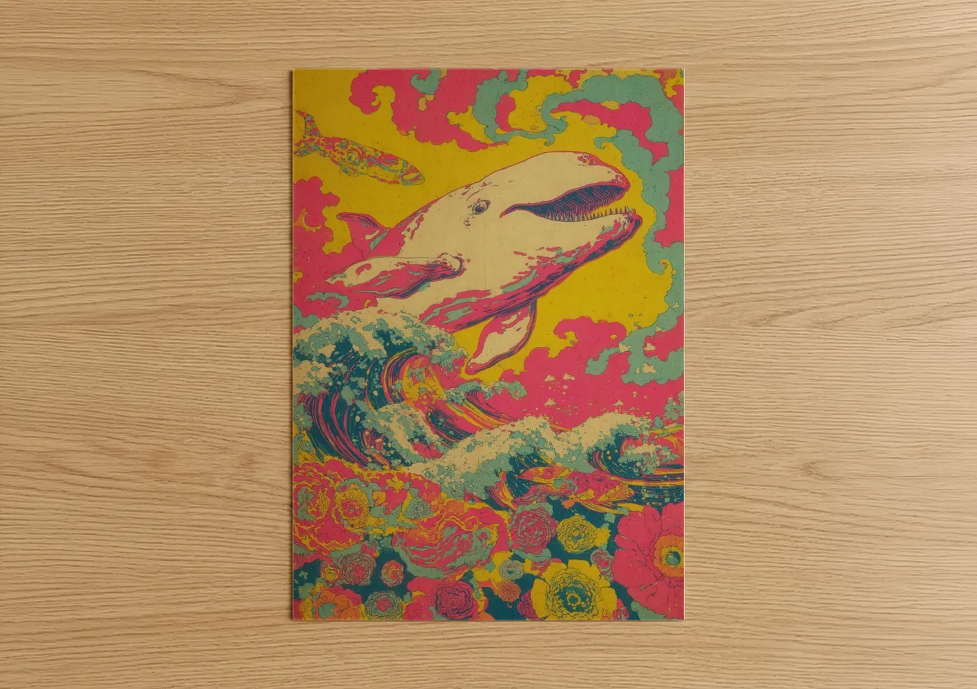 Vibrant Beluga Whale Pop Art Illustration Wall Art