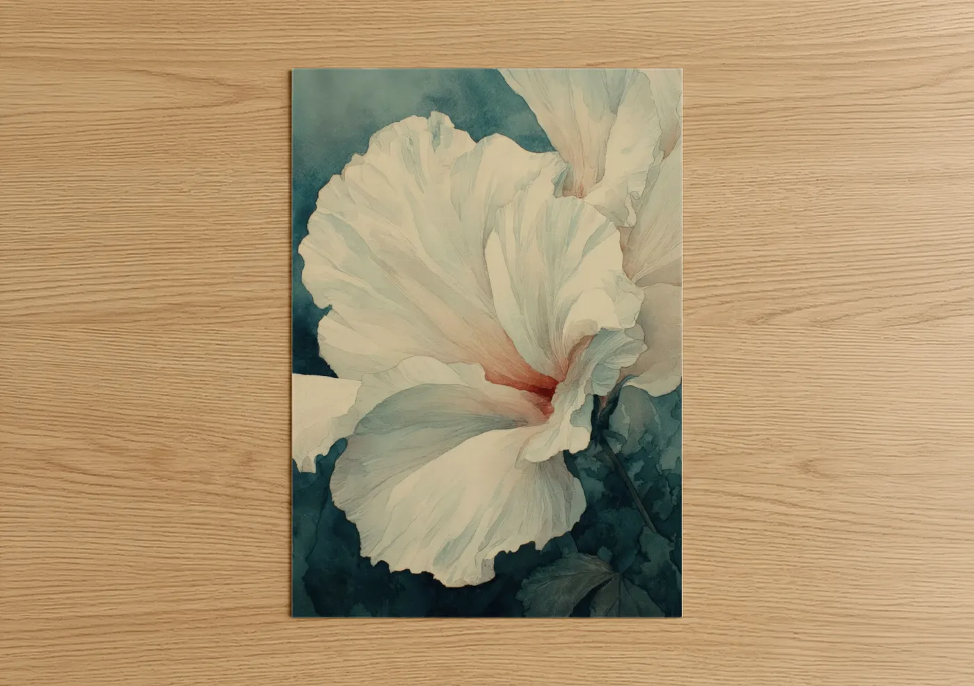 Cream Hibiscus Flower Watercolor Wall Art