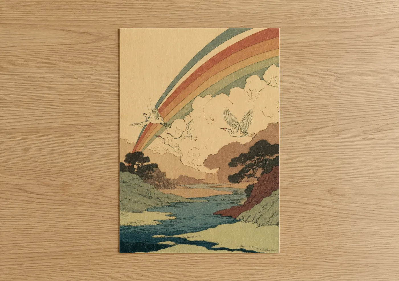 Rainbow River Landscape Japanese Wall Art