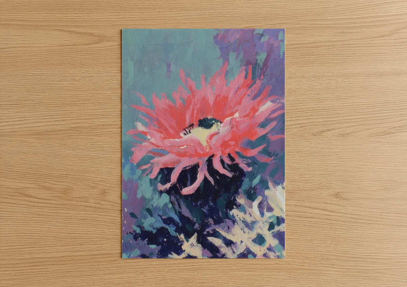 Crimson Sea Anemone Expressionist Wall Art