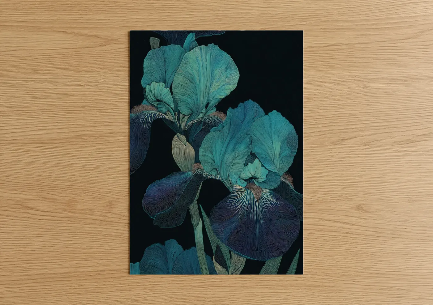 Midnight Iris Blooms Dark Floral Wall Art
