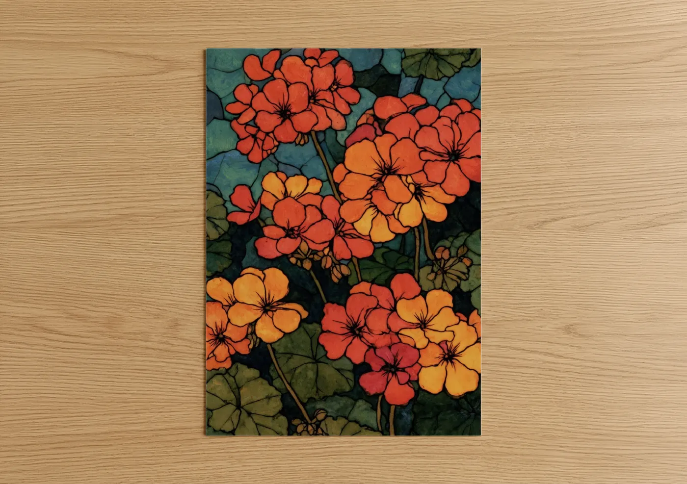 Vibrant Geranium Cluster Floral Wall Art