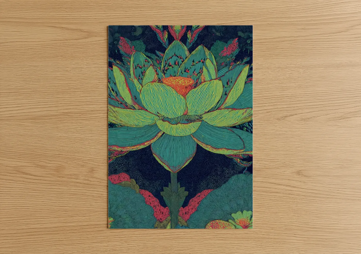 Vibrant Lotus Bloom Botanical Wall Art
