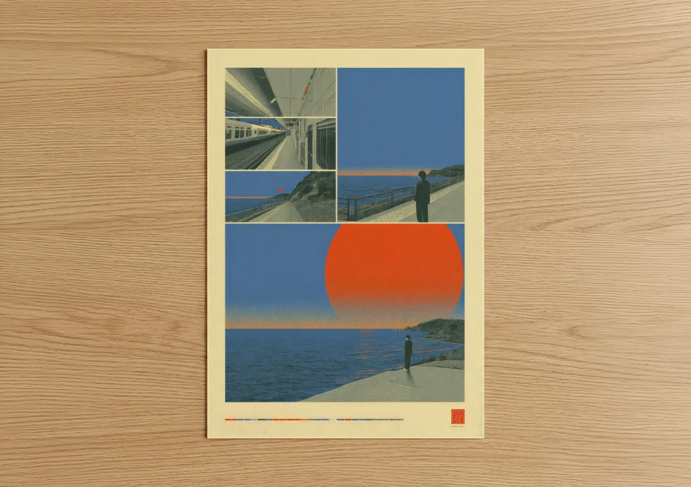 Japanese Y2K Coastal Sunset Aesthetic Wall Art