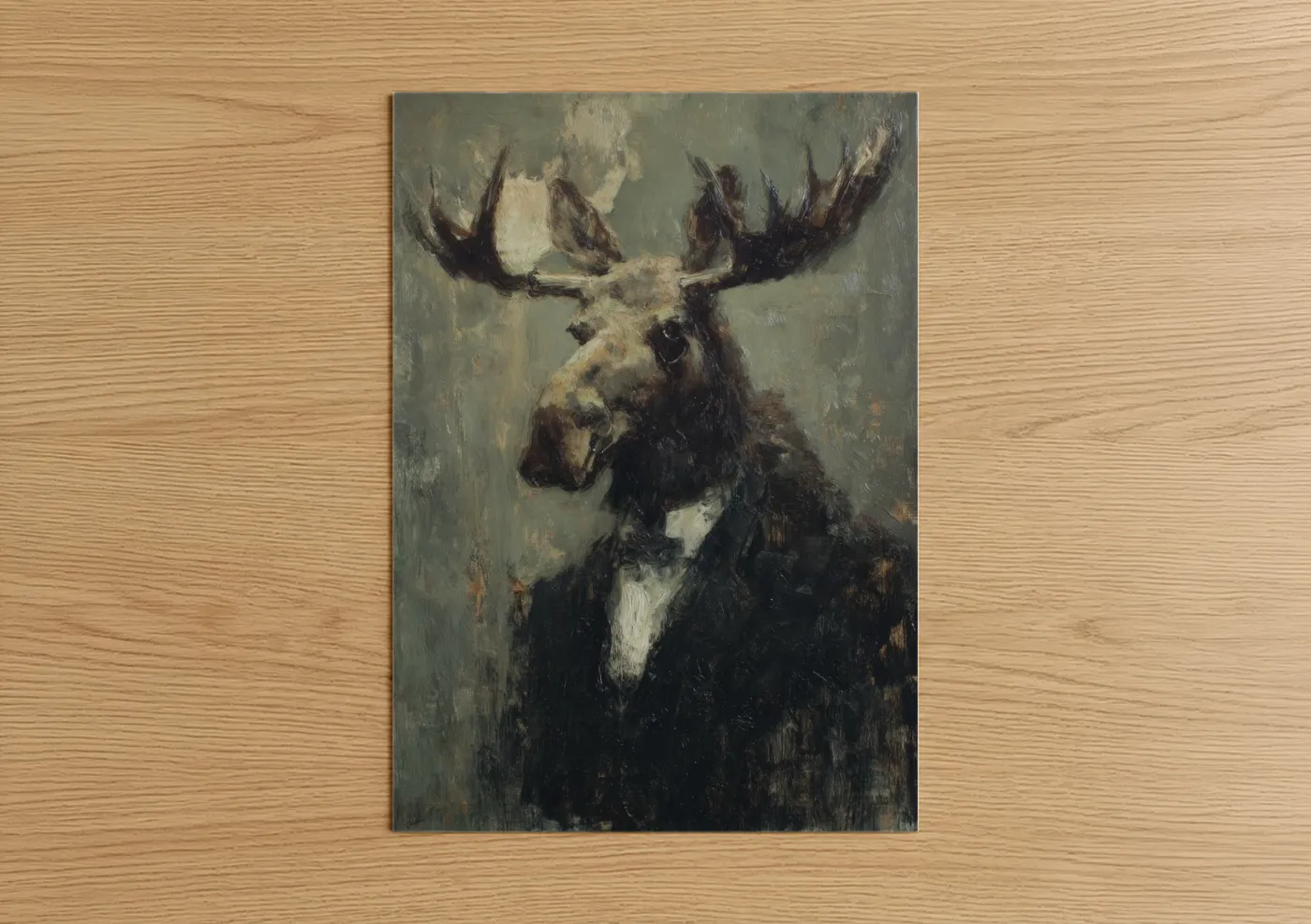 Gentleman Moose Portrait Oil Painting Wall Art