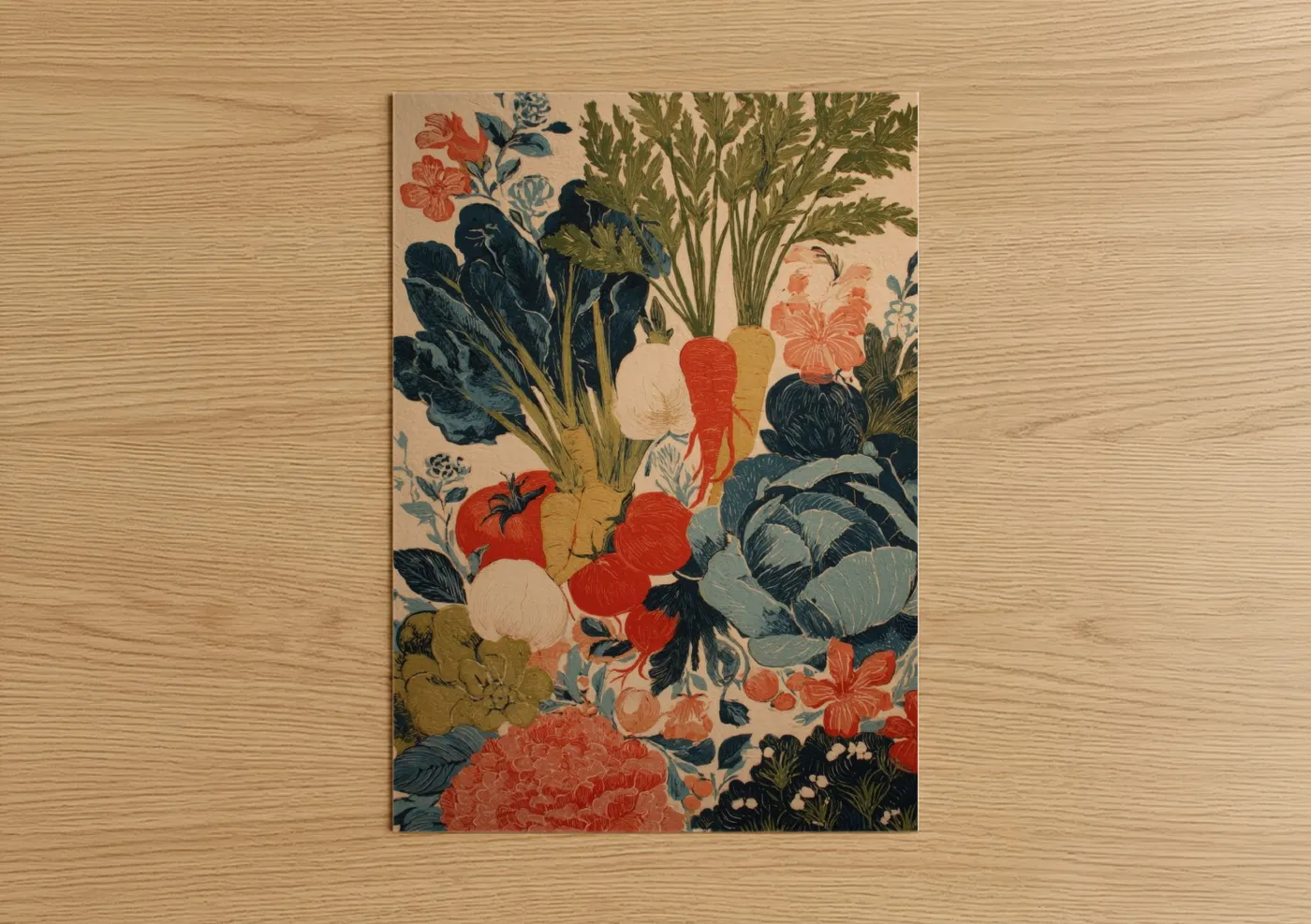 Vintage Harvest Garden Vegetable Illustration Wall Art