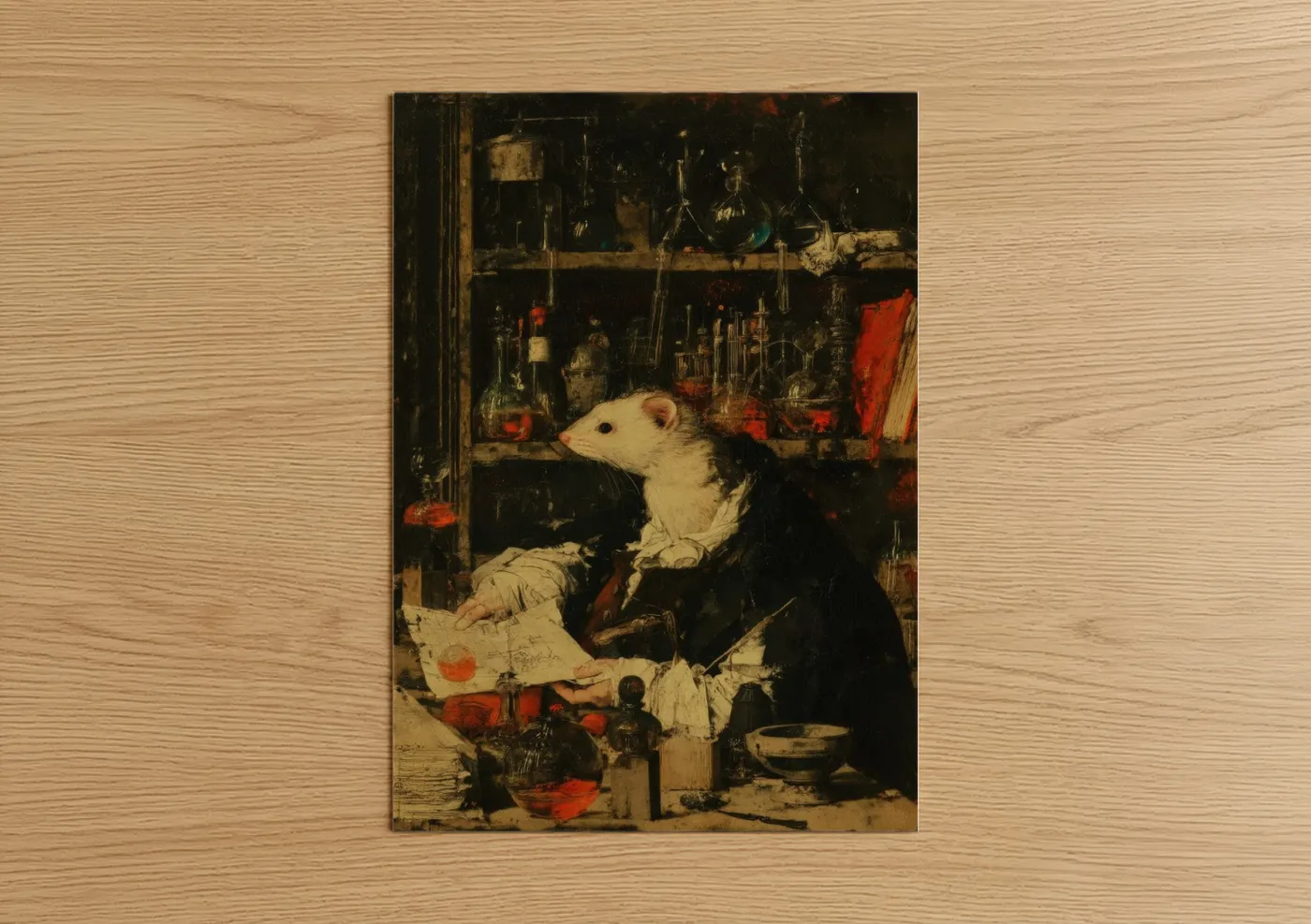 Alchemist Ferret Vintage Laboratory Wall Art