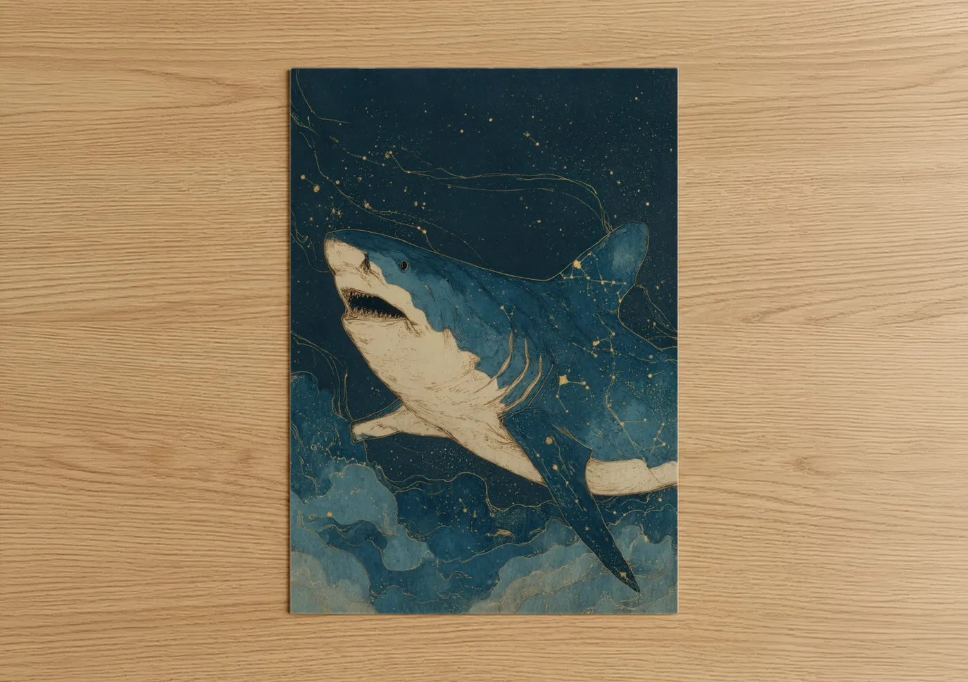 Golden Lemon Shark Ocean Wall Art