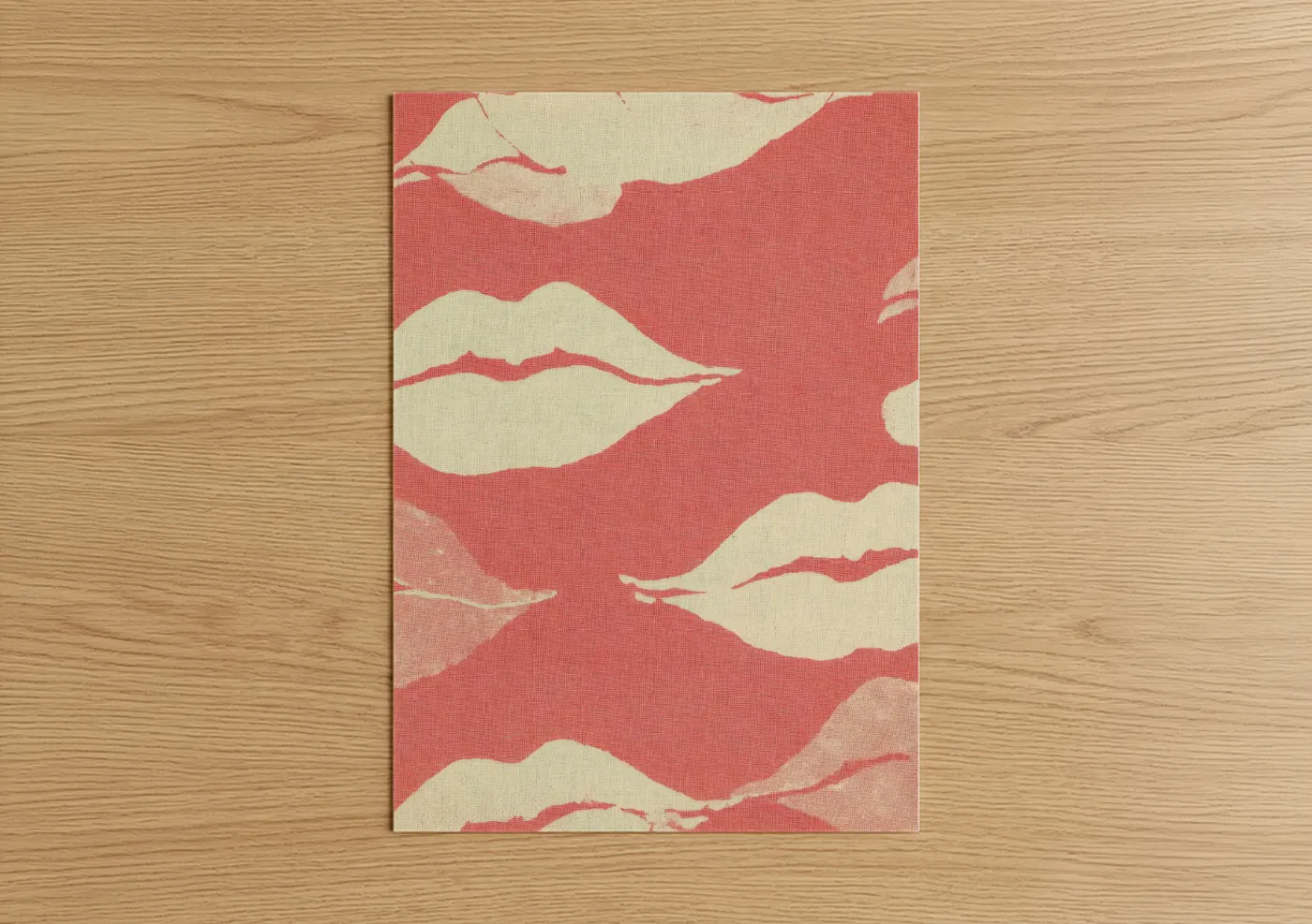 Crimson Lip Pattern Abstract Design Wall Art