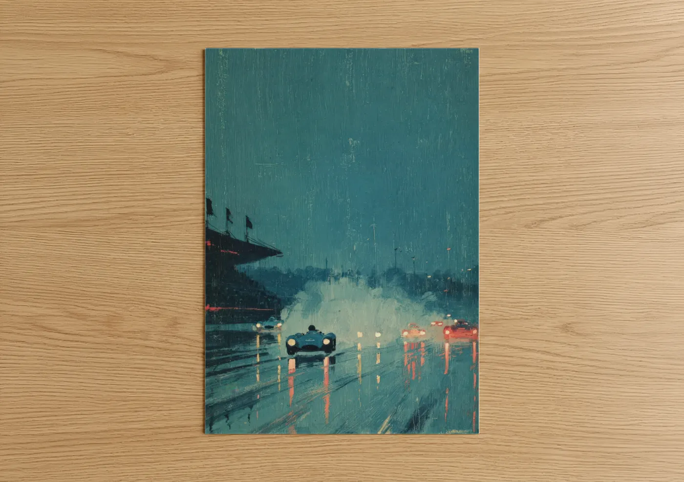 Neon Rain Racer Auto Racing Wall Art