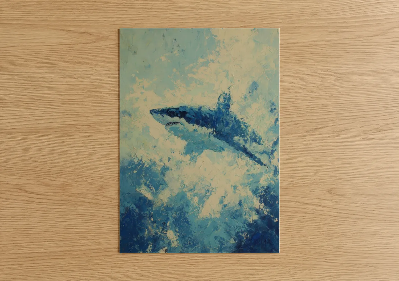 Blue Shark Abstract Watercolor Wall Art