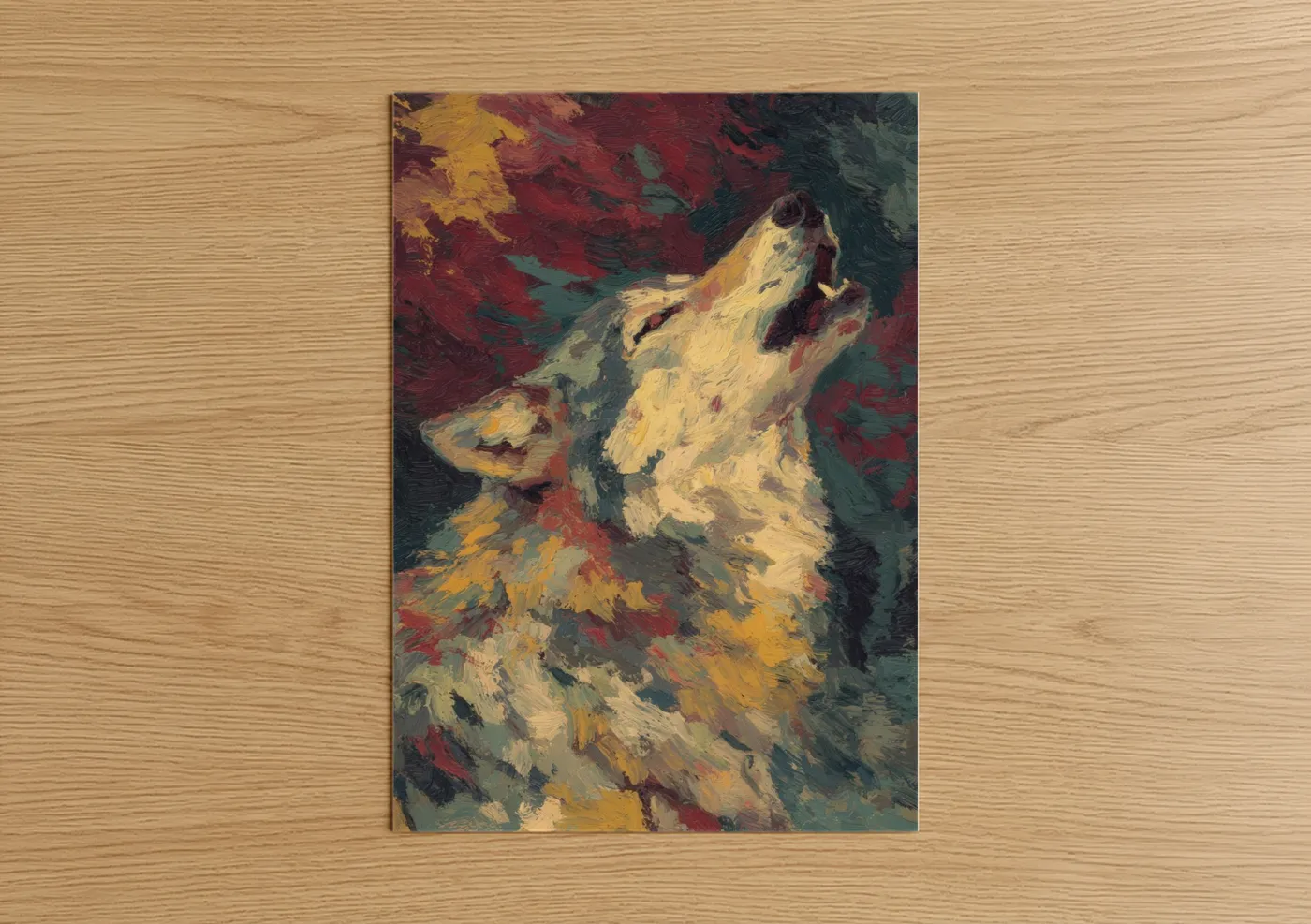 Howling Wolf Expressionist Painting Wall Art