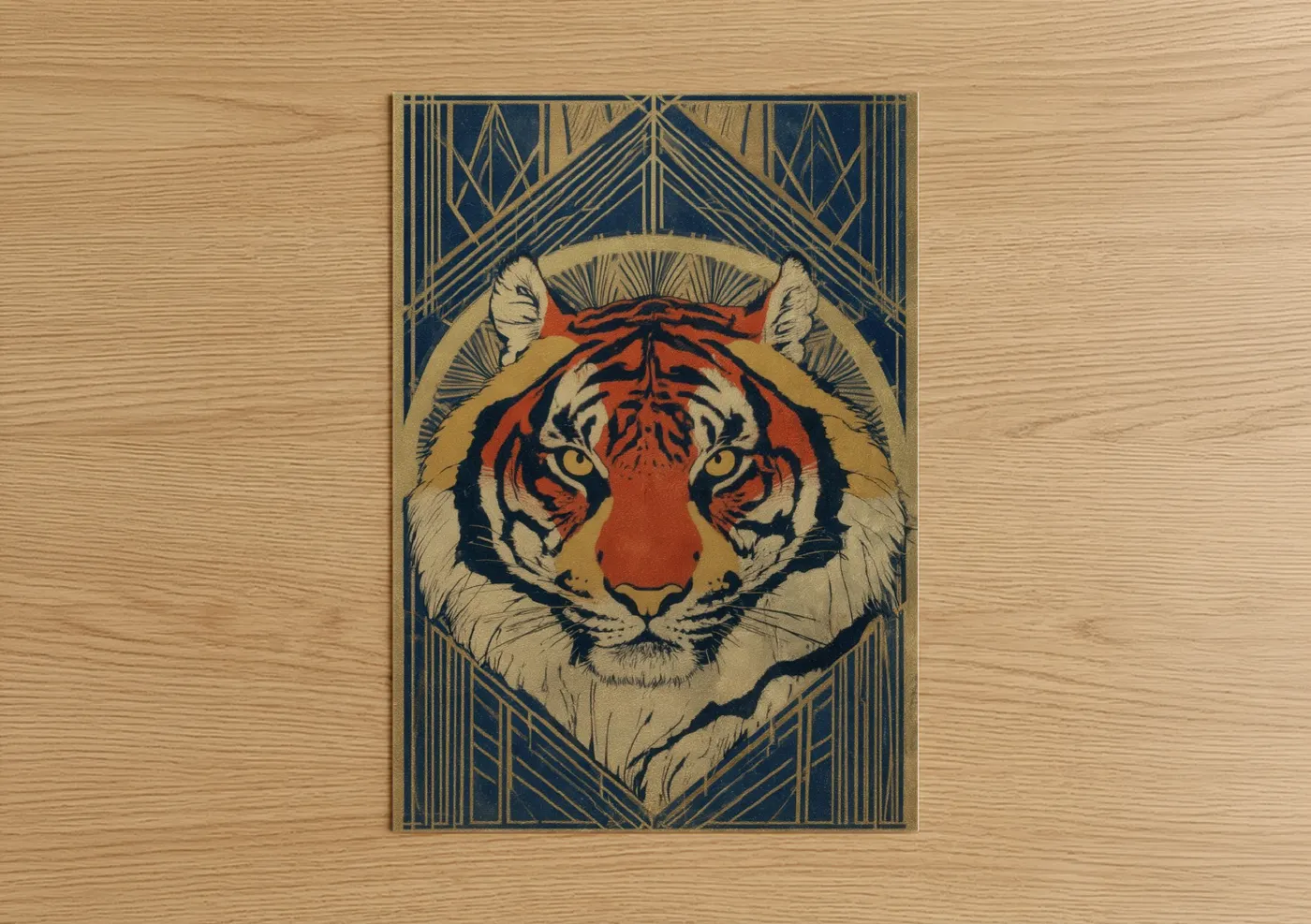 Regal Tiger Portrait Art Deco Wall Art