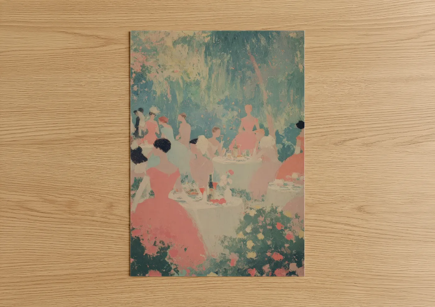 Retro Garden Party Fashion Illustration Wall Art