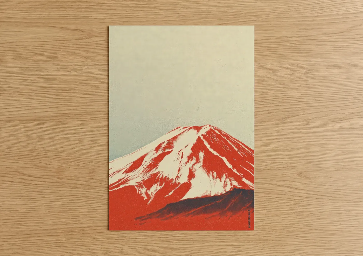 Crimson Mount Fuji Japanese Art Print Wall Art