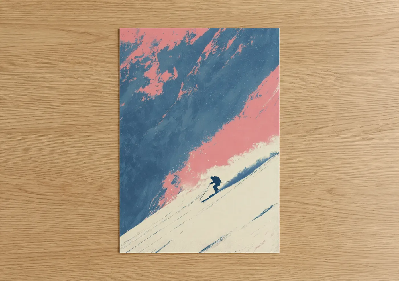 Skier Alpine Descent Minimalist Wall Art
