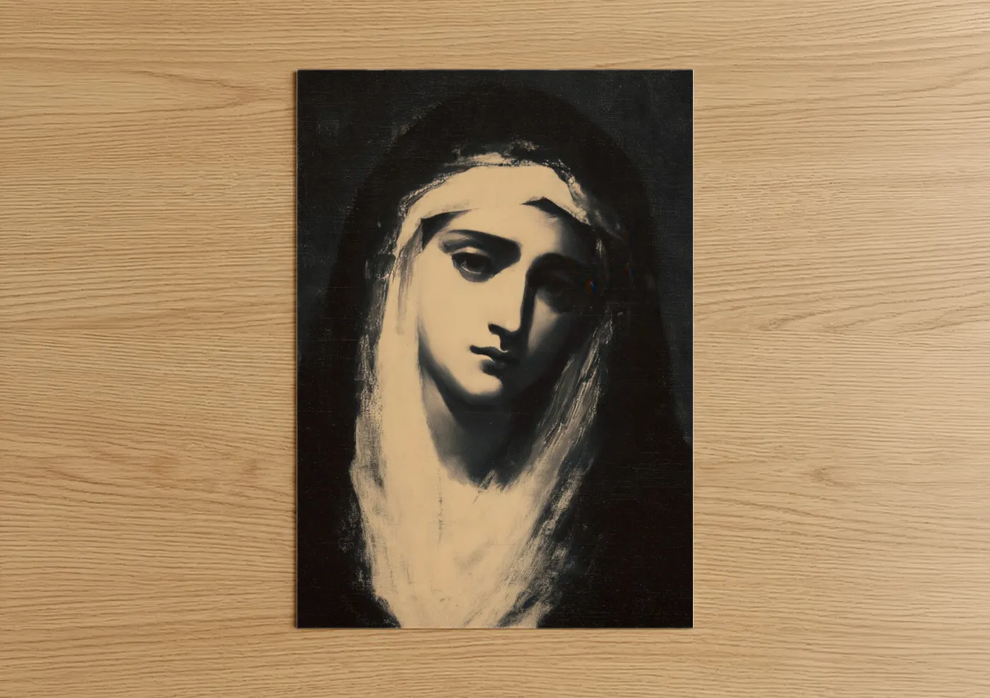 Virgin Mary Contemplative Religious Fine Wall Art