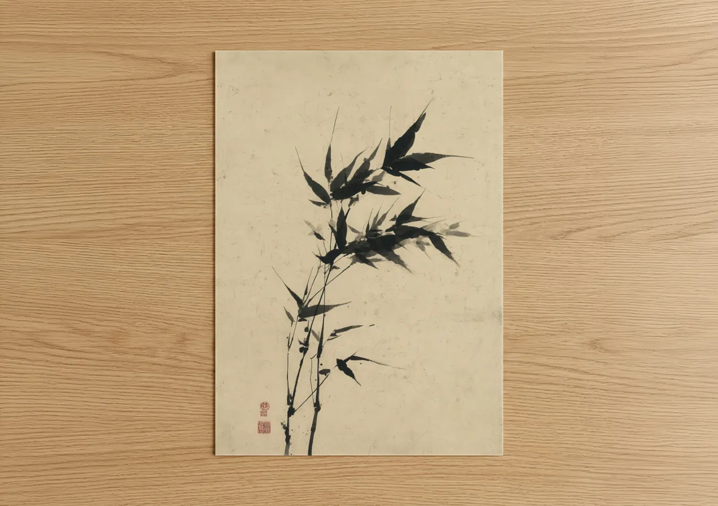 Ink Bamboo Asian Brush Painting Wall Art