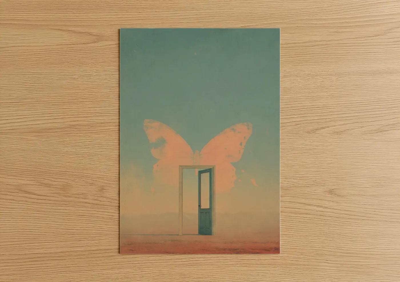 Surreal Desert Door Butterfly Artwork Wall Art