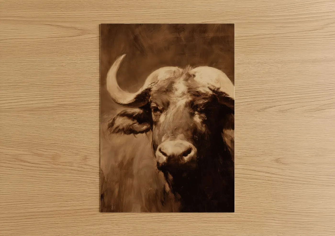 Majestic Bison Portrait Classical Oil Wall Art