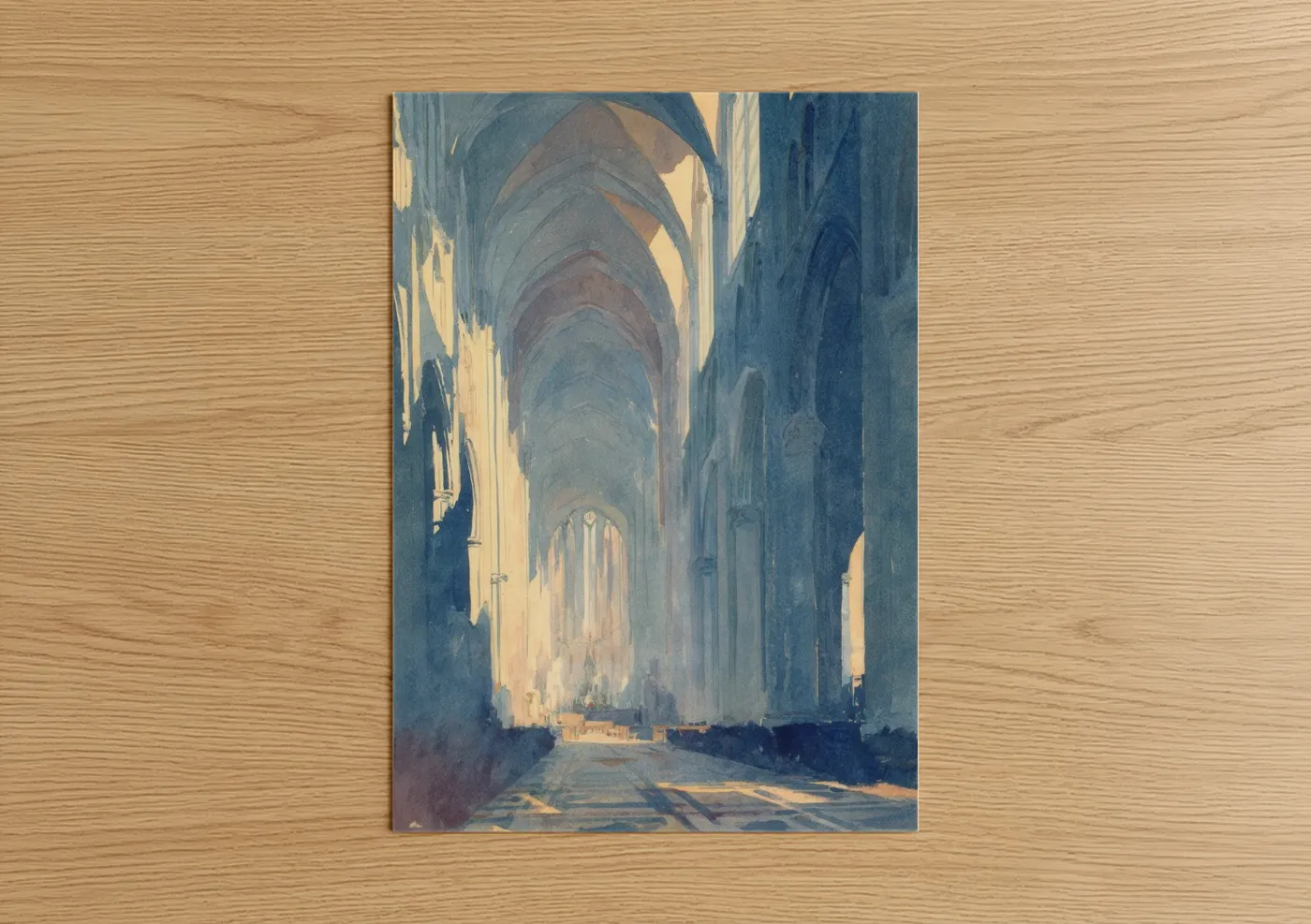 Amiens Cathedral Architectural Watercolor Wall Art