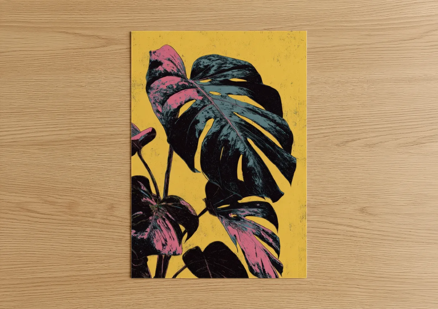 Golden Monstera Tropical Leaf Wall Art