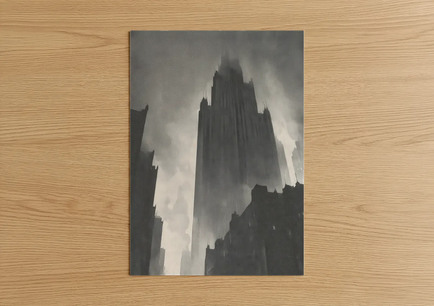 Gothic Skyscraper Misty Architecture Wall Art