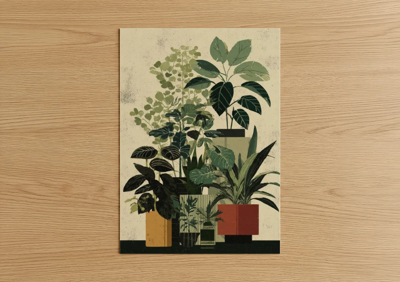 Potted Tropical Plants Vintage Botanical Wall Art