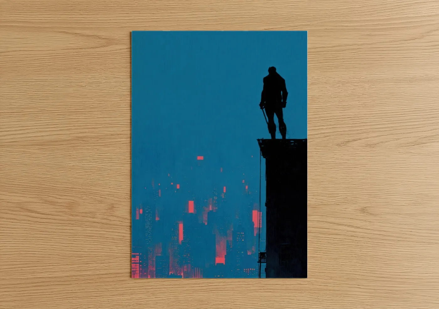 Boy City Silhouette Neon Wall Art