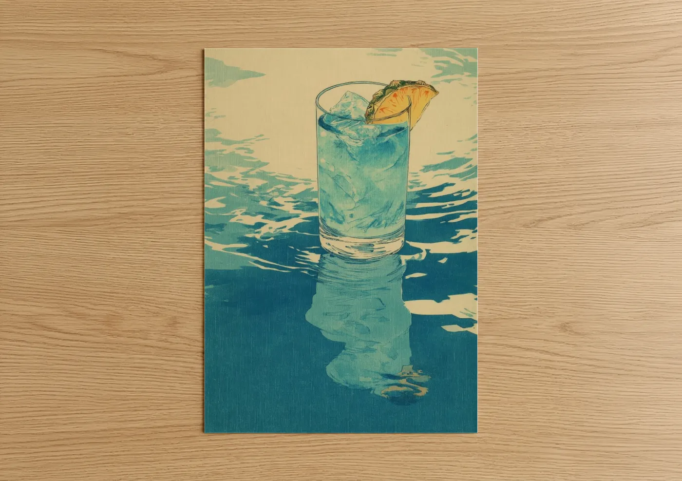 Tropical Cocktail with Ocean Reflection Wall Art