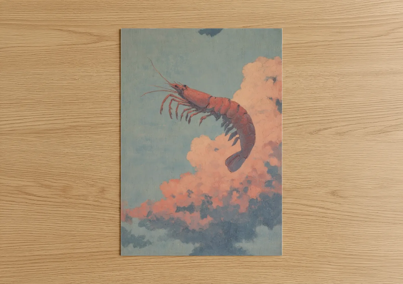 Crimson Shrimp Surreal Cloud Wall Art