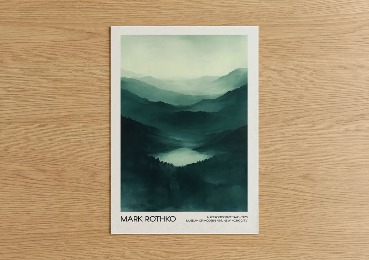 Misty Mountain Valley Abstract Landscape Wall Art